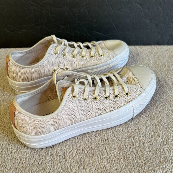 Converse All Star Lift Ox Driftwood Shoes Women's Size 8 Beige White 560655C - Picture 1 of 10